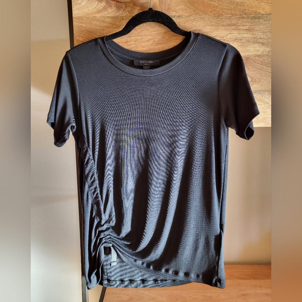 AllSaints Black Jersey Crew Neck T-shirt, Size Small
